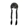Wednesday Addams paryk til børn kvinder, Addams sort lang flettet-FA-