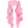 Wekity Multicolor Lolita Langt Krøllet Hestehale Cosplay Paryk, Pink + Guld