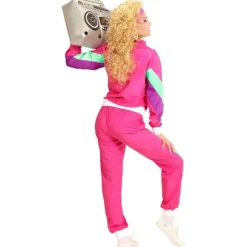 Widmann - Kostume Træningsbukser Pink 80'er Outfit Joggingdragt Karnevalskostume, Flerfarvet