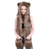 Wolf Faux Fur Party Animal Hat Scarf Handsker Mittens Til Kvinder Mænd 3-i-1 Flush Furry Hoodie Kostume Hatte Blød Varmt Cap Øre Flap Beanie(a)