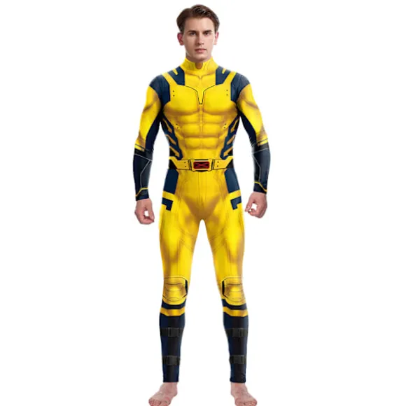 Wolverine Kostume til Mænd, Superhelt Jumpsuit til Drenge, Halloween Cosplay, Bodysuit, Rekvisitter, Fantasy Yellow L