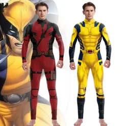 Wolverine-kostume til mænd, superhelt-jumpsuit til drenge, Halloween-cosplay-body Gul Yellow XL