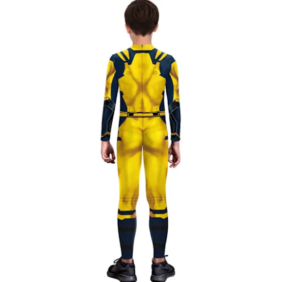 Wolverine-kostume til mænd, superhelt-jumpsuit til drenge, Halloween-cosplay-body Gul Yellow XL