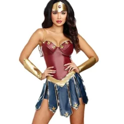 Wonder Woman Kostume til voksne kvinder DC Comics Superhelte-outfit Halloween Karneval Cosplay Fest Udklædning Komplet sæt-FS- S S