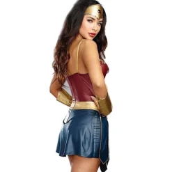 Wonder Woman-kostume kompatibel voksen kvinde hyggelig tegneserie superheltekostume halloween karneval L-størrelse