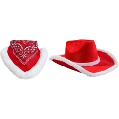 3x Jule Cowboyhat Jule Cowgirlhat Stor Skyggekasket med Tørklæde Julemandshat til CJY