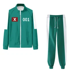 Xbi - Voksen og børne Squid Game 2 jakke sweatshirt + bukser todelt sæt Grøn 001 Grön 001 XXXXL