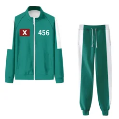 Xbi - Voksen og børns Squid Game 2 jakke sweatshirt + bukser todelt sæt Grøn 456 Grön 456 XXS