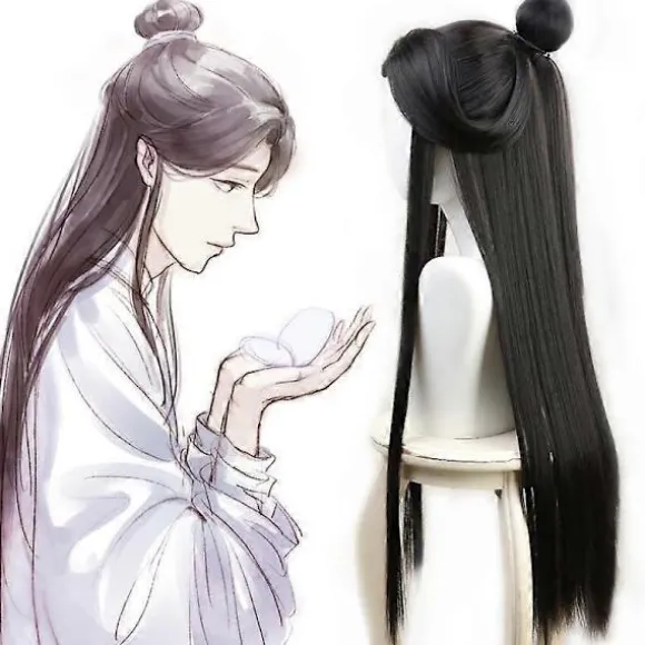 Xie Lian Cosplay Paryk Heaven Fors Blessing Cosplay Tian Guan Ci Fu Cosplay Sort Varmebestandig Syntetisk Hår Parykker + Parykhætte One Size One Size | Fyndiq