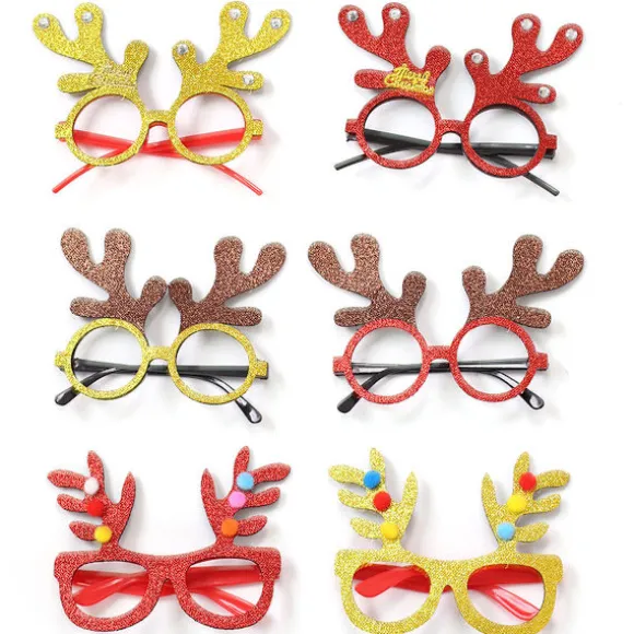 Xmas Tegneserie Briller 6 stk. Brille Ramme Festartikler Briller til Børn Rensdyr Solbriller Nyhed Fest Briller Cosplay Briller Tegneserie Briller Elg | Fyndiq