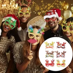 Xmas Tegneserie Briller 6 stk. Brille Ramme Festartikler Briller til Børn Rensdyr Solbriller Nyhed Fest Briller Cosplay Briller Tegneserie Briller Elg | Fyndiq