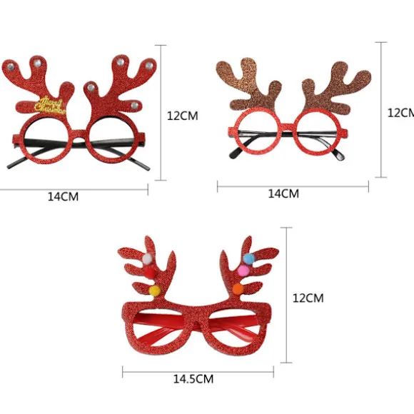 Xmas Tegneserie Briller 6 stk. Brille Ramme Festartikler Briller til Børn Rensdyr Solbriller Nyhed Fest Briller Cosplay Briller Tegneserie Briller Elg | Fyndiq
