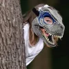 Yaju Dinosaurmaske Jurassic World Raptor Dinosaur Tilbehør Dino Cosplay Rekvisitter Festival Karneval Gaver (1 stk, blå)