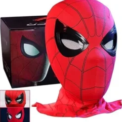 【14y】Edderkoppemaske med bevægelige øjne, fuldmaske med hagekontrol af øjenstørrelse, helte-cosplaymaske til børn/voksne