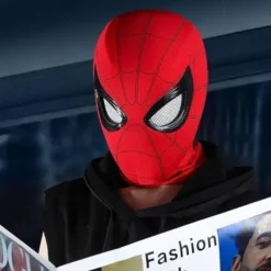 【14y】Edderkoppemaske med bevægelige øjne, fuldmaske med hagekontrol af øjenstørrelse, helte-cosplaymaske til børn/voksne