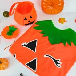 Yezmo Græskar Tilbehør, til Halloween med Slikpose og Hårbøjle til Voksne Kvinder og Mænd, Cosplay til Voksne Kvinder