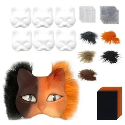 {YM}DIY Therian Maskesæt Kat Ræv Dyreansigtspude med Pels Halloween Rollespil Rekvisitter Kompatibel med Maskerade Karneval Cosplay Festtilbehør A A | Fyndiq