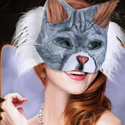 {YM}DIY Therian Maskesæt Kat Ræv Dyreansigtspude med Pels Halloween Rollespil Rekvisitter Kompatibel med Maskerade Karneval Cosplay Festtilbehør A A | Fyndiq
