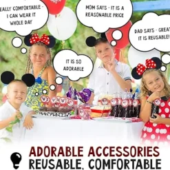 {YM}Sæt med 4 Mickey Mouse øre pandebånd Minnie Mouse øre pandebånd kvinder piger