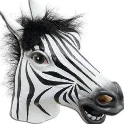 Zebra Gummi Maske til Hele Hovedet Latex Dyr Uhyggelig Til Halloween Fest (Fww)