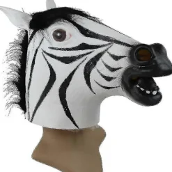 Zebra Gummi Maske til Hele Hovedet Latex Dyr Uhyggelig Til Halloween Fest (Fww)